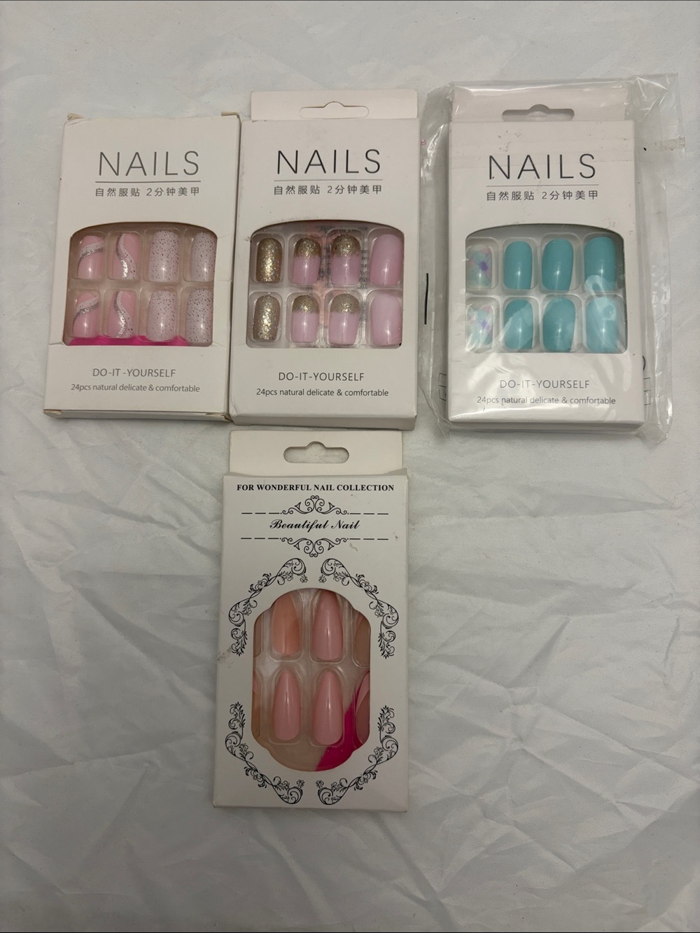 Nails Do-It-Yourself Press-On Nail Set - Pink, Gold & Blue